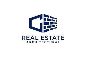 letra c para el logotipo de remodelación inmobiliaria. elemento de plantilla de diseño de logotipo de edificio de arquitectura de construcción. vector