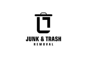 Letter L for junk removal logo design, environmentally friendly garbage disposal service, simple minimalist design icon. vector