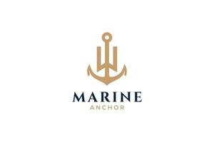 Letter W monogram, Anchor logotype. Logo of yacht club, maritime emblem. vector