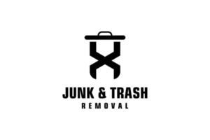 Letter X for junk removal logo design, environmentally friendly garbage disposal service, simple minimalist design icon. vector