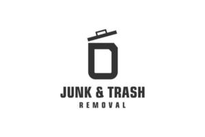 Letter D for junk removal logo design, environmentally friendly garbage disposal service, simple minimalist design icon. vector