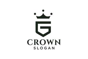 vintage crown logo and letter G symbol. Modern luxury brand element sign. Vector illustration.