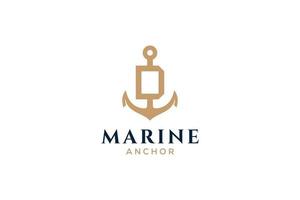 Letter D monogram, Anchor logotype. Logo of yacht club, maritime emblem. vector