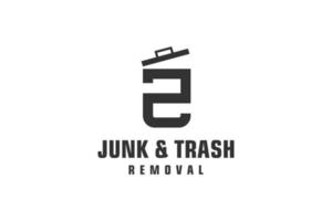 Letter Z for junk removal logo design, environmentally friendly garbage disposal service, simple minimalist design icon. vector