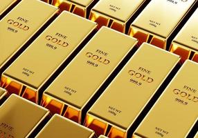 Fine gold bars in the safety vault. Business economic and financial concept. 3D illustration rendering photo