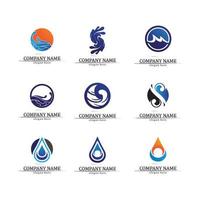 Wave and Water drop Logo Template vector set