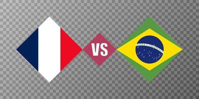 France vs Brazil flag concept. Vector illustration.
