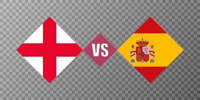 England vs Spain flag concept. Vector illustration.