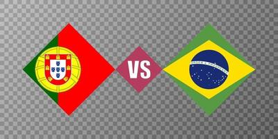 Portugal vs Brazil flag concept. Vector illustration.