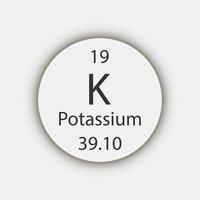 Potassium symbol. Chemical element of the periodic table. Vector illustration.