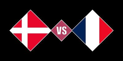 Denmark vs France flag concept. Vector illustration.