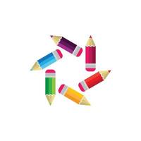 Color pencil logo images vector