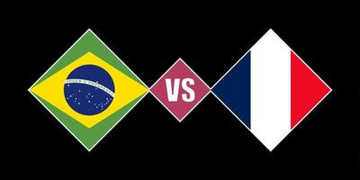 Brazil vs France flag concept. Vector illustration.