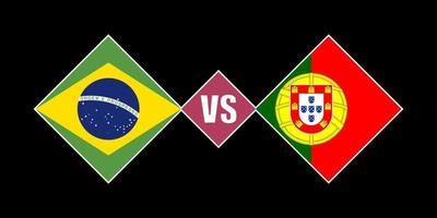 Brazil vs Portugal flag concept. Vector illustration.