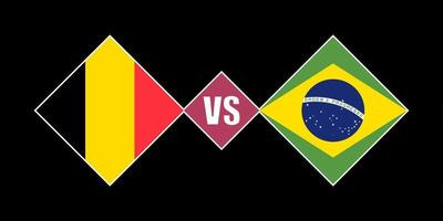 Belgium vs Brazil flag concept. Vector illustration.