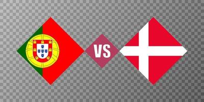 Portugal vs Denmark flag concept. Vector illustration.