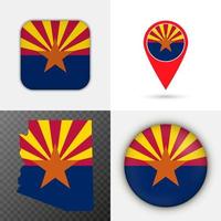 Set Arizona state flag. Vector illustration.