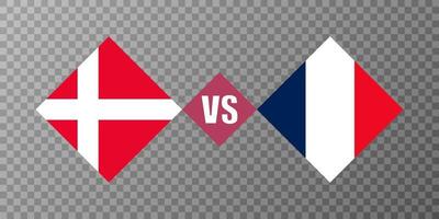 Denmark vs France flag concept. Vector illustration.