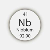 símbolo de niobio. elemento químico de la tabla periódica. ilustración vectorial vector