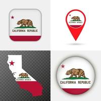 Set California state flag. Vector illustration.