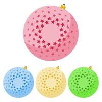 Four multi colored Christmas balls on a white background Vector illustration.