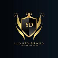 YD Letter Initial with Royal Template.elegant with crown logo vector, Creative Lettering Logo Vector Illustration.