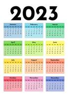 Calendar for 2023 isolated on a white background. Sunday to Monday, business template. Vector illustration