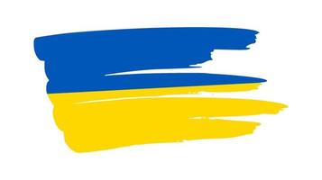 Ukrainian national flag in grunge style. Painted with a brush stroke flag of Ukraine. Vector illustration