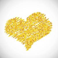 Hand drawn golden glitter heart. Symbol of Love. Vector illustration