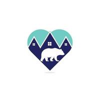 bear house heart shape concept logo hipster retro vintage vector icon illustration