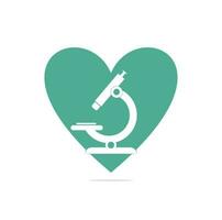 Microscope heart shape concept logo vector. Logo design vector illustration.