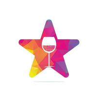 Wine Glass star shape concept Icon Vector Logo. Wine logo Template Illustration Design.