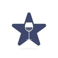 Wine Glass star shape concept Icon Vector Logo. Wine logo Template Illustration Design.