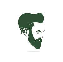 Man beard hipster barbershop vector emblem. Bearded man's face, hipster character.