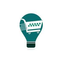 Shopping cart bulb shape concept vector logo design. Shopping logo design. On-line shopping app icon.