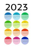 Calendar for 2023 isolated on a white background. Sunday to Monday, business template. Vector illustration