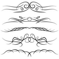 Set of vintage decorative curls, swirls, monograms and calligraphic borders. Line drawing design elements in black color on white background. Vector illustration.