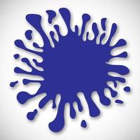 Blue Hand Drawn Paint Splash with small splashes and shadows. Vector illustration