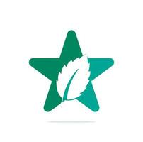 logotipo de concepto de forma de estrella de hoja de menta. logotipo vectorial de hojas de menta verde. vector