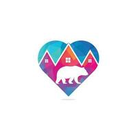 bear house heart shape concept logo hipster retro vintage vector icon illustration