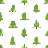 Christmas semless pattern with Christmas tree on white background. Vector illustration