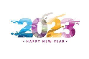 colorful Happy New Year 2023 with fresh water splash style vector