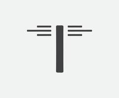 Resembling the two ends of the letter T to the antenna on the poles. T letter for logo. Initial T letter logo. Flat Vector Logo Design Template Element. Initial Letter T Logo.