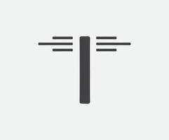 Resembling the two ends of the letter T to the antenna on the poles. T letter for logo. Initial T letter logo. Flat Vector Logo Design Template Element. Initial Letter T Logo.