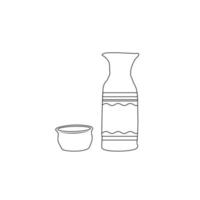 Ilustración de icono de contorno de jarra de arcilla de agua sobre fondo blanco vector
