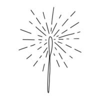 Sparkler icon in hand drawn doodle style. Vector Illustration isolated on black background. Design Logo template.