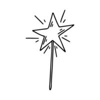 Sparkler icon in hand drawn doodle style. Vector Illustration isolated on black background. Design Logo template.