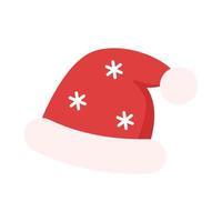 Cute Santa hat in flat style. Isolated on white background vector illustration.