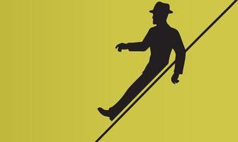 Illustration of the man sliding down the ladder. vector