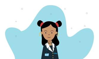 Cute black-haired nurse girl with earrings vector